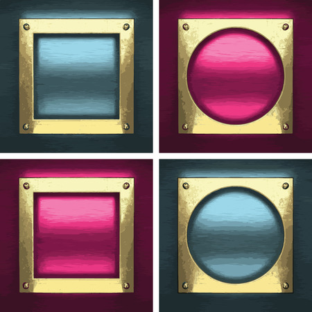metal background set with golden elementのイラスト素材
