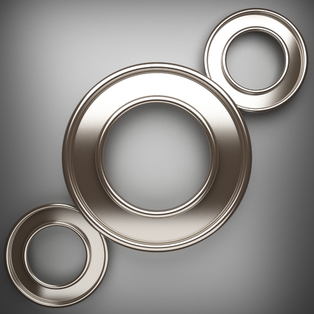 polished metal element on gray backgroundの写真素材