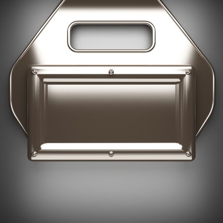 polished metal element on gray backgroundの写真素材