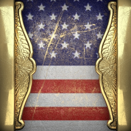 golden background painted to US flagの写真素材