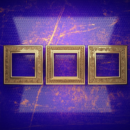 golden background painted in blueの写真素材
