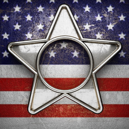 silver background painted to US flagの写真素材