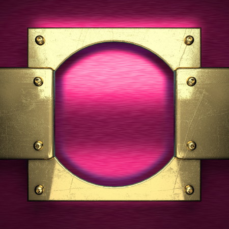 pink metal background with yellow elementの写真素材