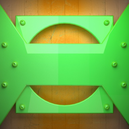 green metal and yellow wood backgroundの写真素材
