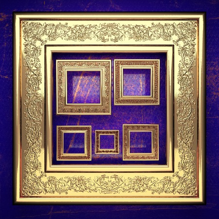 golden background painted in blueの写真素材