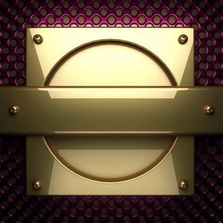 pink metal background with yellow elementの写真素材
