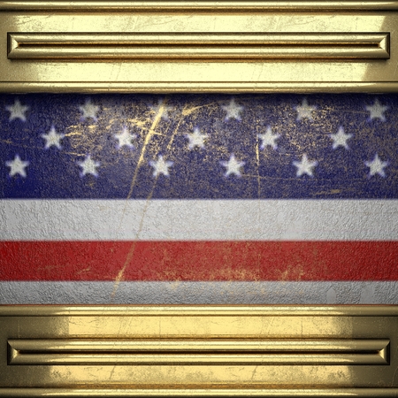 golden background painted to US flagの写真素材