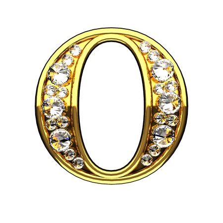 o isolated golden letters with diamonds on whiteの写真素材