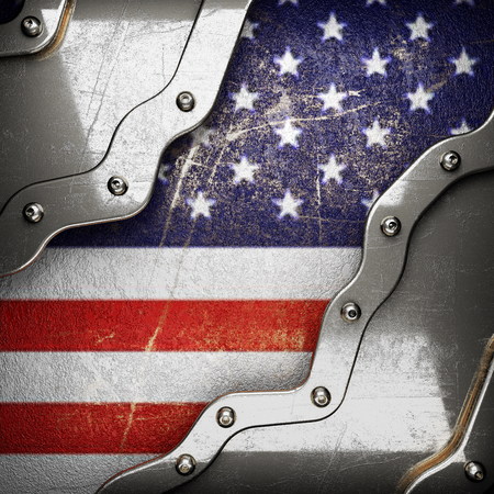 silver background painted to US flagの写真素材