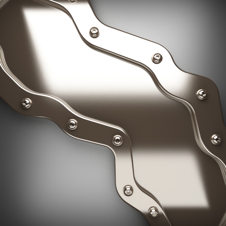 polished metal element on gray background. 3D illustrationの写真素材