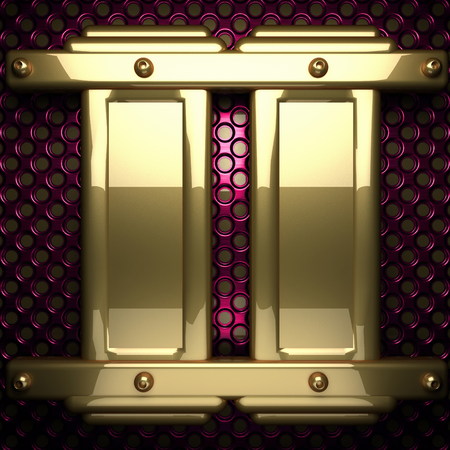 pink metal background with yellow element. 3D illustrationの写真素材