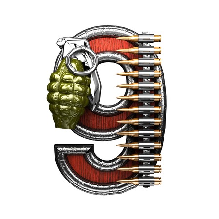 9 military letter. 3D illustrationの写真素材