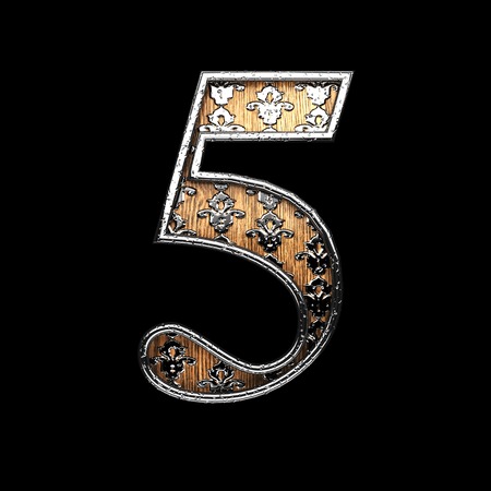 5 silver letter. 3D illustrationの写真素材
