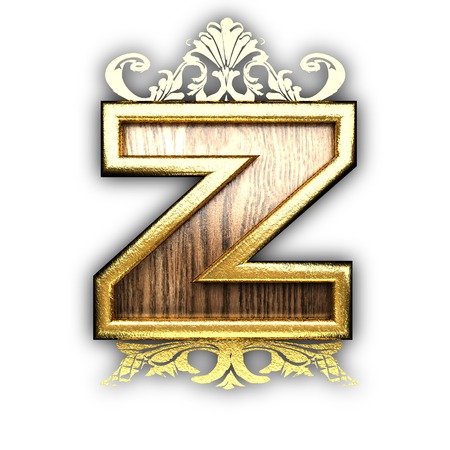 vintage golden letter with woodの写真素材