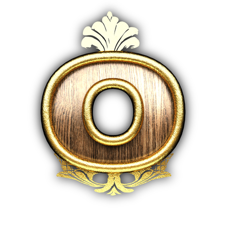 vintage golden letter with woodの写真素材