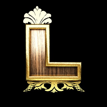 vintage golden letter with woodの写真素材