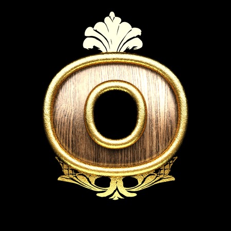 vintage golden letter with woodの写真素材