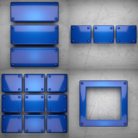 colored metal on concrette wall background setの写真素材