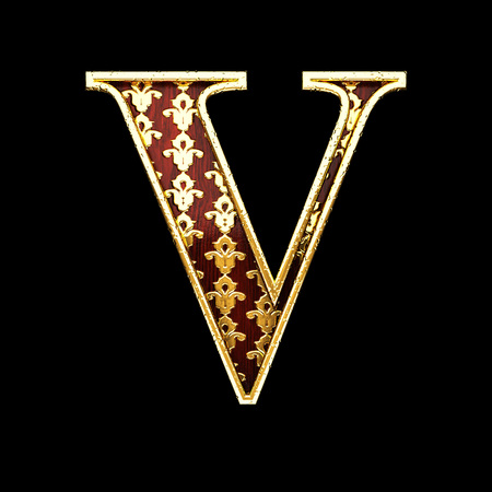 v golden letter 3d illustrationの写真素材