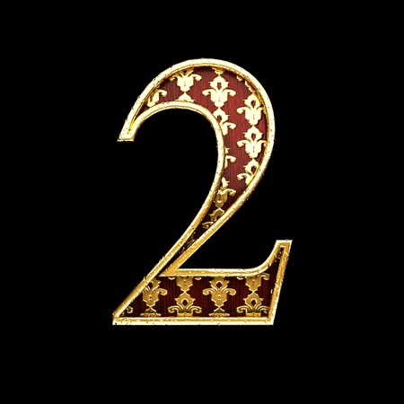 2 golden letter 3d illustrationの写真素材