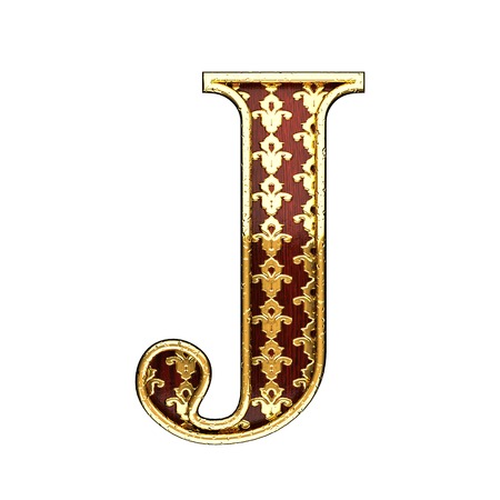 j golden letter 3d illustrationの写真素材