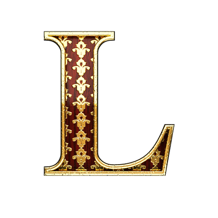 l golden letter 3d illustrationの写真素材