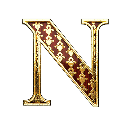 n golden letter 3d illustrationの写真素材