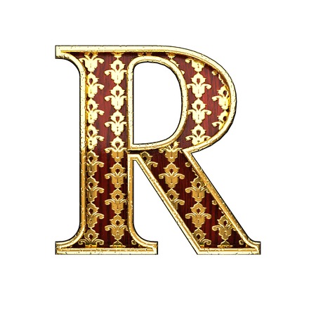 r golden letter 3d illustrationの写真素材