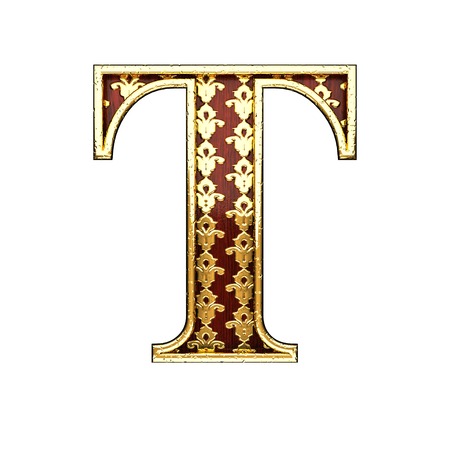 t golden letter 3d illustrationの写真素材