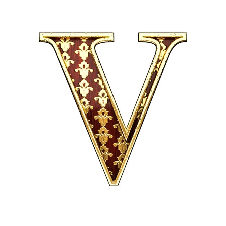 v golden letter 3d illustrationの写真素材