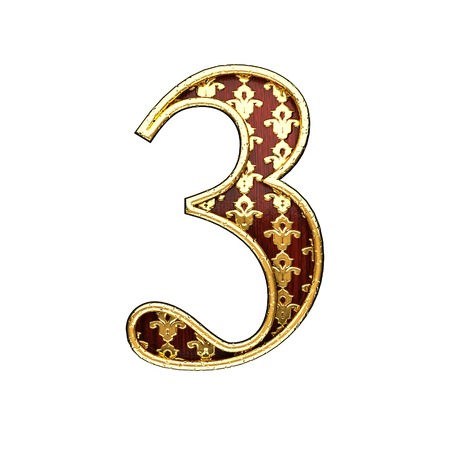 3 golden letter 3d illustrationの写真素材