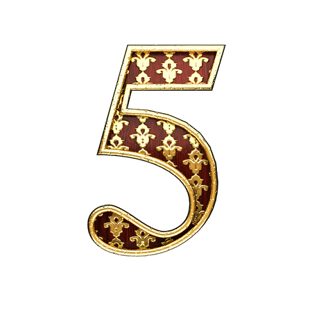 5 golden letter 3d illustrationの写真素材
