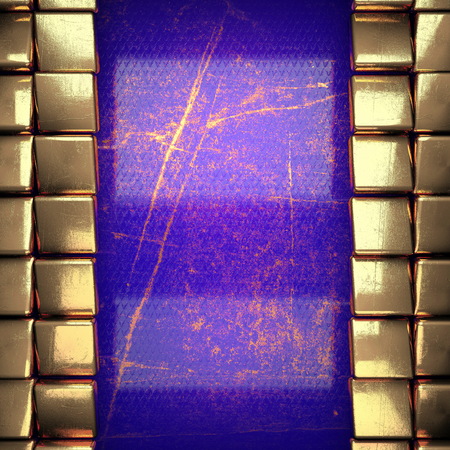 golden background painted in blue. 3D illustrationの写真素材