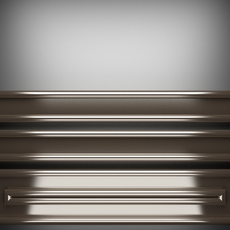 polished metal element on gray background. 3D illustrationの写真素材