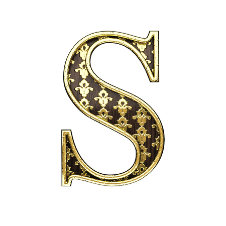 s golden letter 3d illustrationの写真素材