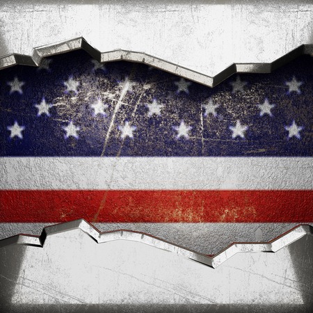 silver background painted to US flag. 3D illustrationの写真素材