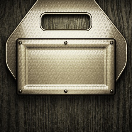 wooden background with metal element. 3D illustrationの写真素材
