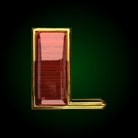 l vector golden letter with red woodのイラスト素材