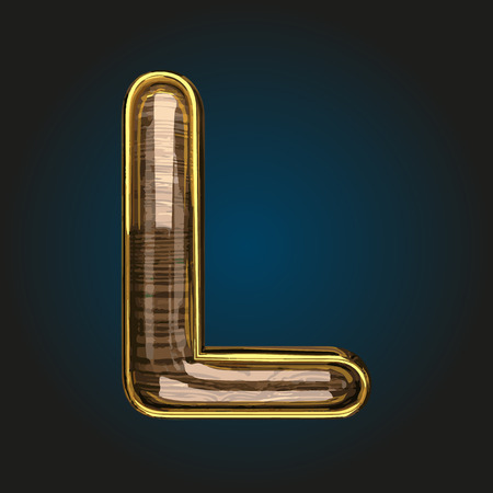 l vector golden letter with red woodのイラスト素材