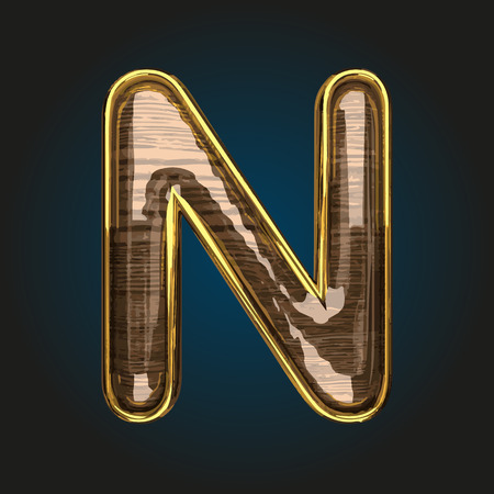 n vector golden letter with red woodのイラスト素材