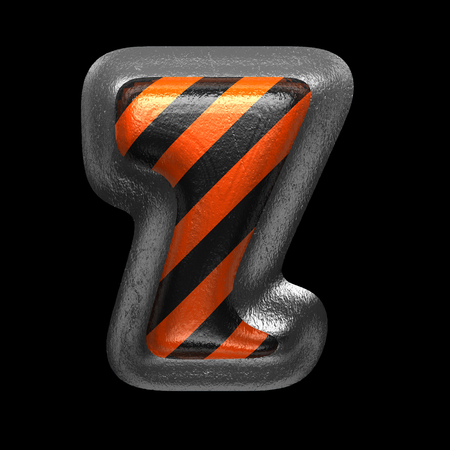 z isolated metal letter on black. 3D illustrationの写真素材