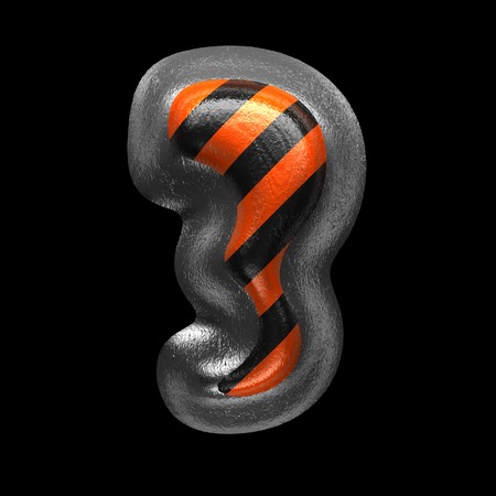3 isolated metal letter on black. 3D illustrationの写真素材