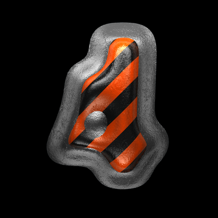 4 isolated metal letter on black. 3D illustrationの写真素材