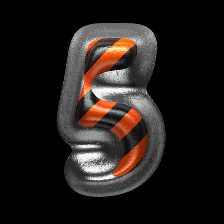 5 isolated metal letter on black. 3D illustrationの写真素材