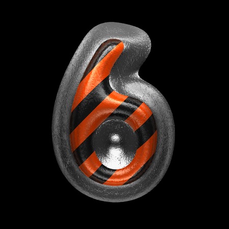 6 isolated metal letter on black. 3D illustrationの写真素材