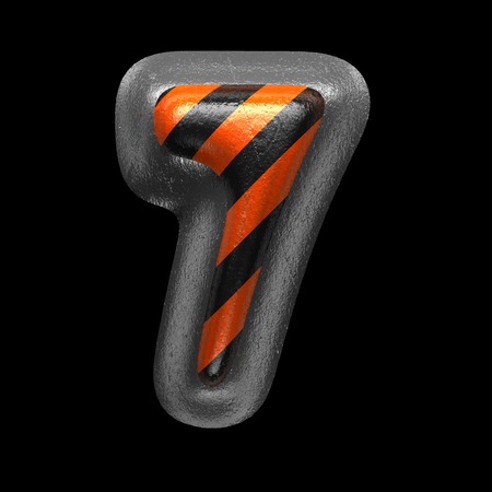 7 isolated metal letter on black. 3D illustrationの写真素材