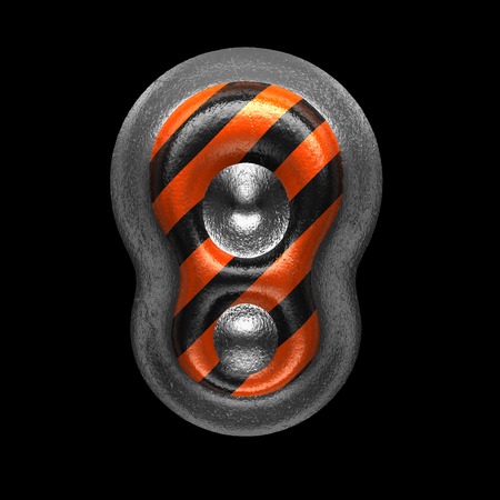 8 isolated metal letter on black. 3D illustrationの写真素材