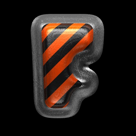 f isolated metal letter on black. 3D illustrationの写真素材