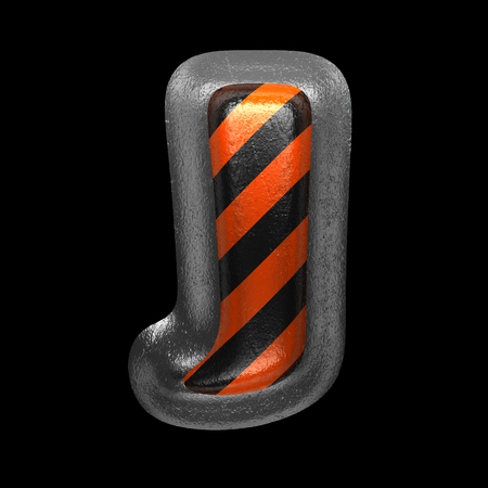 j isolated metal letter on black. 3D illustrationの写真素材