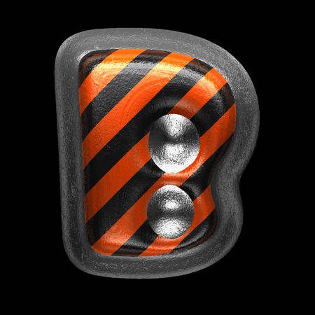 b isolated metal letter on black. 3D illustrationの写真素材